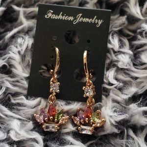 18K Yellow gold-filled multicolor topaz earrings